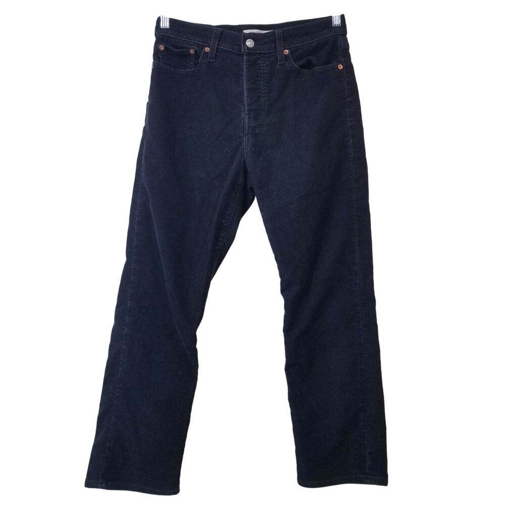 Levi's Premium Big E Wedgie Straight Black Corduroy Pants Button Fly